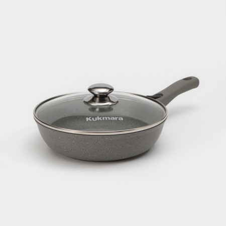 Pan, d = 24 cm, removable handle, glass cover, anti -stick coating, color light marble