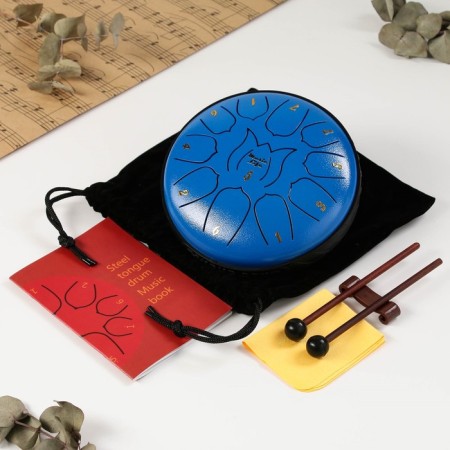 Musical instrument glucophone, blue, 11 petals, 17 x 8 cm-1
