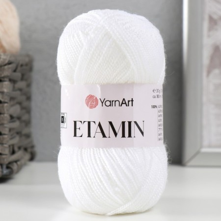 Yarn "etamin" 100% acrylic 180m/30g (421 white)-4