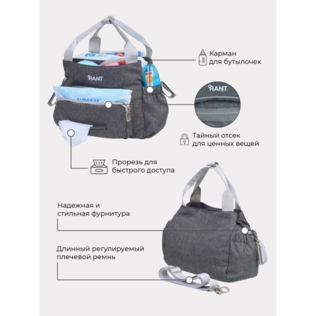 Mom's bag Rant Flocky Trends, gray color-3