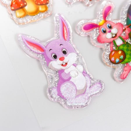Stick silicone with sparkles on the glass "Rabbits" 18.5x17 cm-1