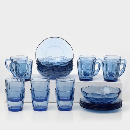 Fancy Diamond glass dishes set, 25 items