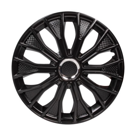 Wheel caps 16 "Voltek", black gloss, chrome ring, set 2 pcs, AWCC-16-35-1