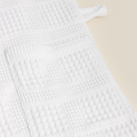 Wafel dressing gown men SL Home: Chess "Blanc de Blanc", size M, 100% cotton, 340 g/m2-11