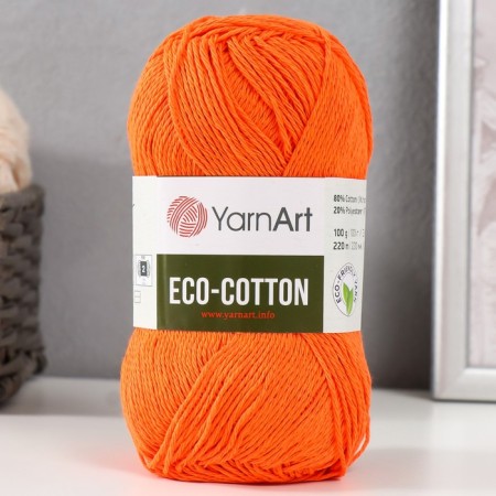 Yarn "Eco-Cotton" 80% cotton 20% polyester 220m/100g (800 orange)