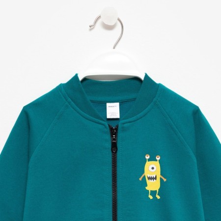 Kit (sweatshirt, trousers) for a girl, emerald color, height 116 cm-7