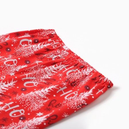 New Year. Pajama nursery (longshille/trousers), gray/red color, height 140 cm-3