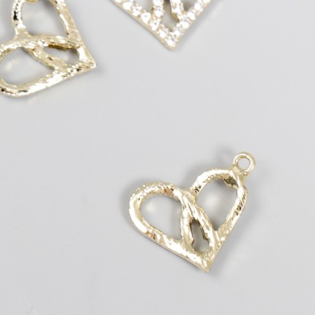 Decor for creativity metal, rhinestones "woven heart" 2.3x1.7 cm-1
