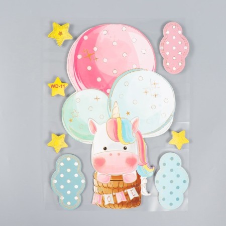 EVA sticker "Unicorn on balls" 41x31.5 cm