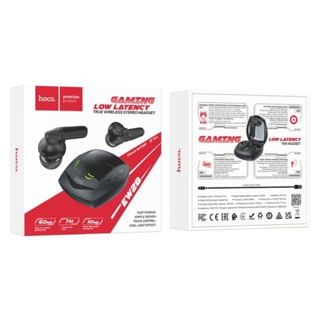 Hoco Ew28, TWS, Game, Wireless, Vacuum, BT 5.3, 40/320 mAh, black-5