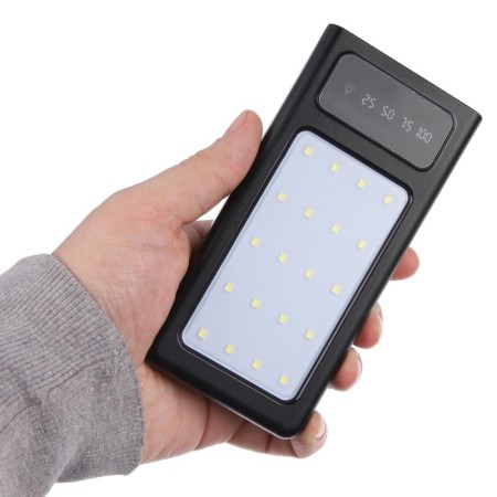 External battery 485, 10000 mAh, Type-C/Lightning/MicroUSB cables, lantern, black-8