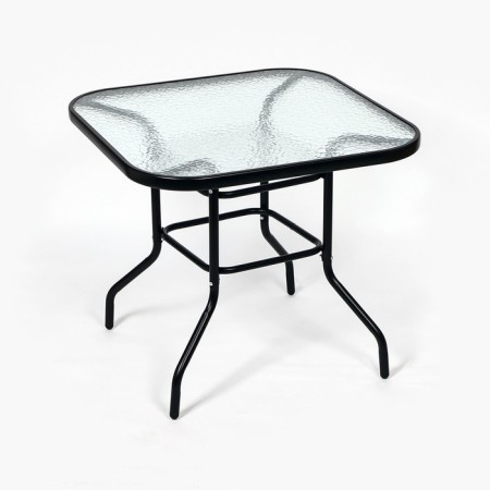 Set of garden furniture: square table and 2 brown stools-1