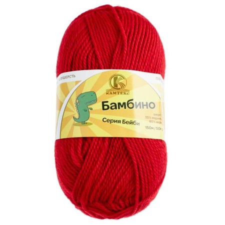Bambino yarn 35% Merinos wool, 65% acrylic 150m/50g (046, red)-4