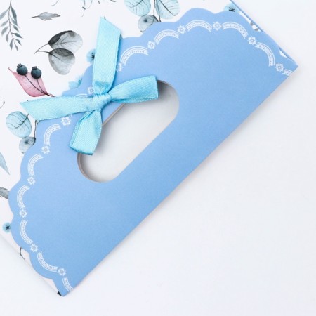Gift box-package, packaging with a cut handle, "blue cornflowers", 14 x 6 x 21 cm-2