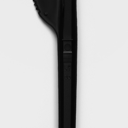 A set of plastic disposable cutlery, 4 objects: fork, tablespoon, knife, white napkin, 16.5 cm, black color-4