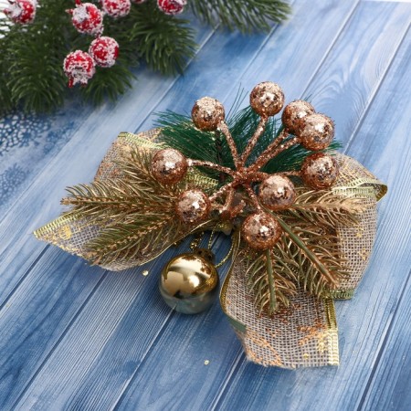 Jewelry jewelry "spruce composition" (set 2 pcs) Bant with print, 13x12 cm, gold-1