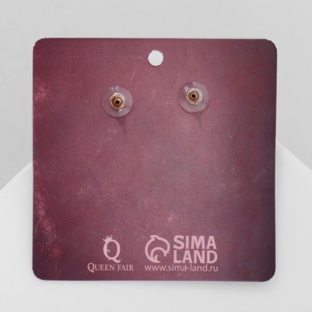 Earms enamel "Bear" and heart, romance, white-pink color in gold-3