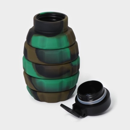 Water bottle folding "Militari", silicone, 500 ml, 7 × 21 cm, green color-4
