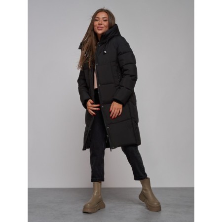 Coat insulated winter female, size 44, black color-15