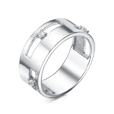 Ring "Movement", silvering, white color, 19 size