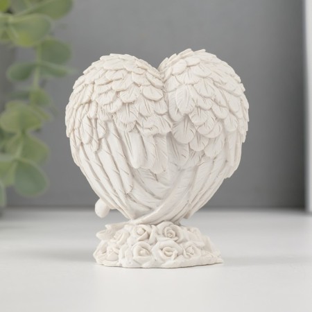 Souvenir Polystone "Baby sleeping in the heart of wings" White 7.8x6.8x4 cm-3