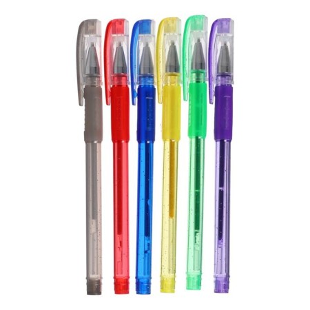 A set of gel pens, 6 colors, with sparkles, with a rubber holder, in a blister-2