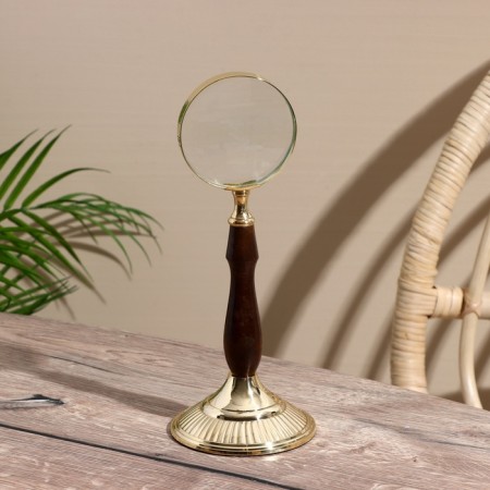 Lupa table souvenir "ari" wood, brass 25 cm