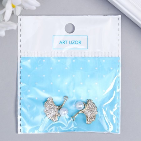 Decor for creativity Metal "petal and pearl" rhinestones 2.2x1.8 cm-3