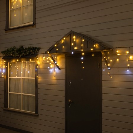 Garland "fringe" 6 × 0.7 m, IP44, UMS, dark thread, 120 LED, warm white glow, flicker, 220 V