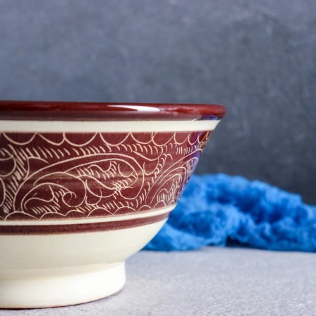 Rishtan ceramics "Patterns", 18 cm, large, brown-2