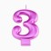 Candle for the Cake "European Giant", a number 3, 7 cm, purple metallic