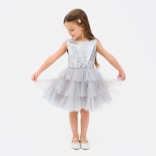 Dress for a girl with sequins KAFTAN, size 28 (86-92), gray color