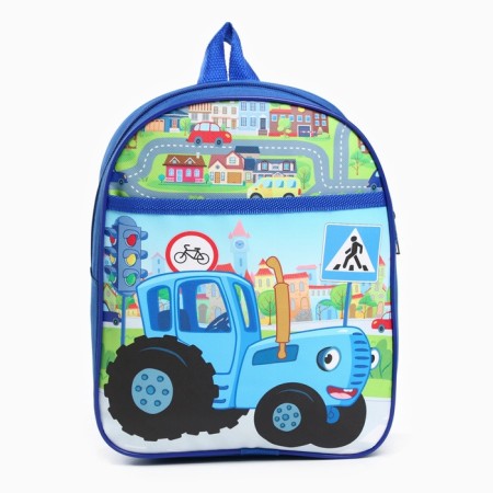 A backpack with a pocket 25*22*9cm, Blue Tractor-1