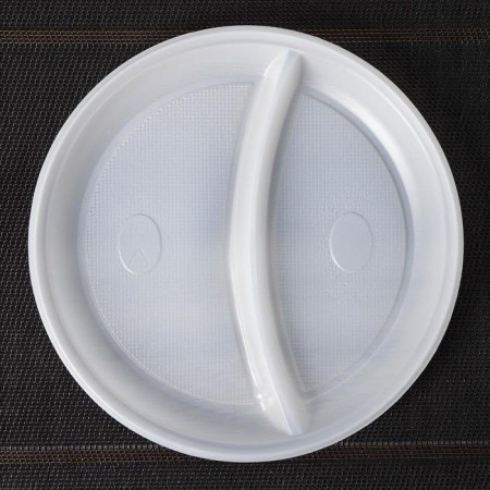 Disposable plate, d = 20.5 cm, 2-section, white color-2