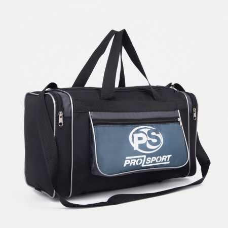 Sports bag with lightning, 3 outer pockets, black/gray color
