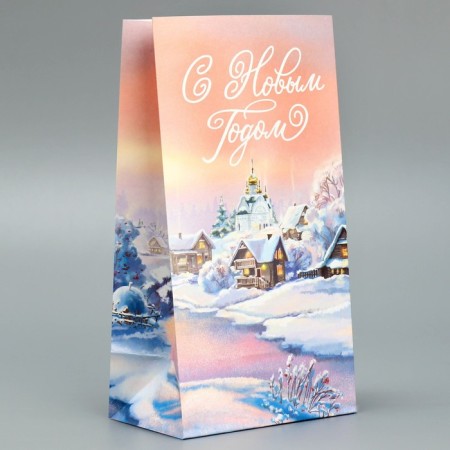 Package without handles "Happy New Year", village 10 x 19.5 x 7 cm, new year-1