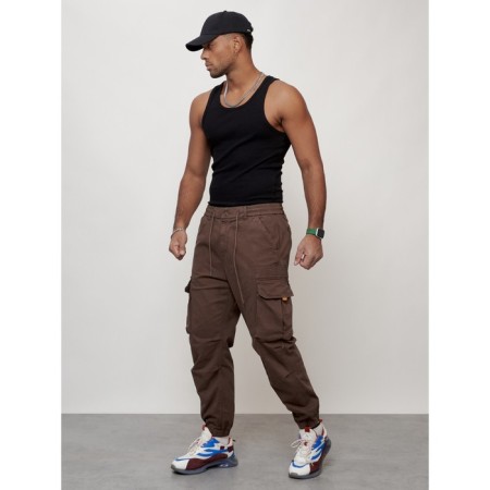 Cargo jeans men, size 56, brown color-1