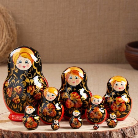 Matryoshka "Khokhloma", 10 puppet, 16 cm