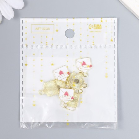 Decor for creativity Metal, enamel "Love letter" White-pink 1.6x1.2 cm-4