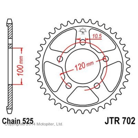 The rear star, driven JTR702, chain 525, 46 teeth