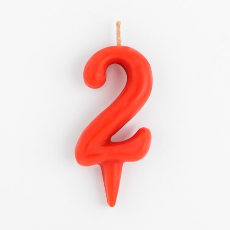 Candle for the cake the figure "Oval" "2", red, 5.5 cm-1