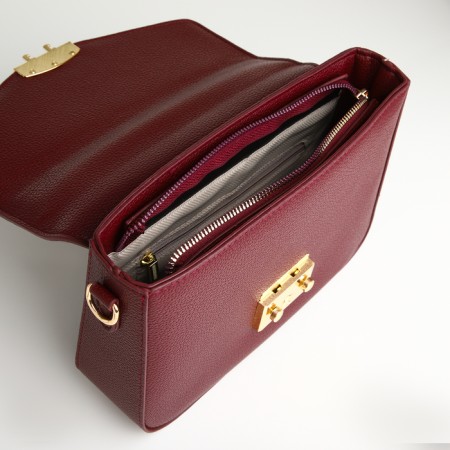Women's bag on the valve, Textura, small size, burgundy color-12