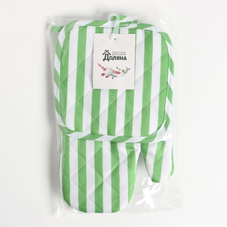The kitchen set is green color, a severity 17x17 cm, mittens 26x16 cm, 100% p/e-6