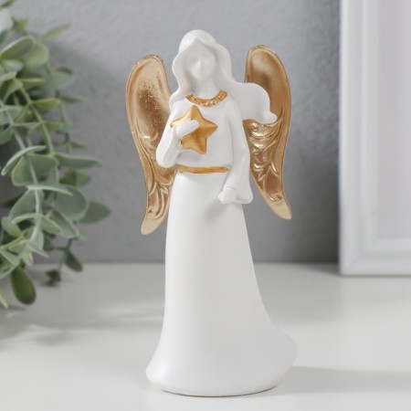 Souvenir Polystone "Angel-Virgin with a star" White with gold 13.5x6.3x4.5 cm