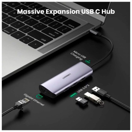 USB concentrator 4 in 1 (hub) ugreen 3 x USB 3.0, RJ45 (60718)-3