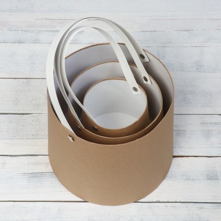 A set of boxes 3 in 1 reverse cone craft without covers with a handle of 11-14 x 14-16 x 18-21-2
