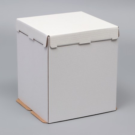 Box for a cake, without a window, white, 26 x 26 x 30 cm