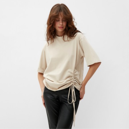 Women's T-shirt with Kulika Minaku Regular Fit: Beige color, pr 48