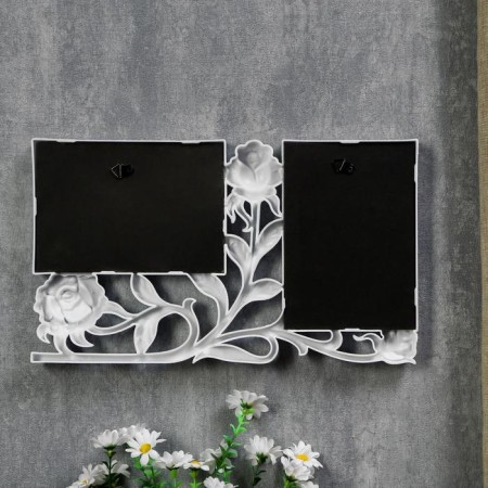 Photo frame plastic in 2 photos 10x15 cm "3 roses" white 34x20 cm-3