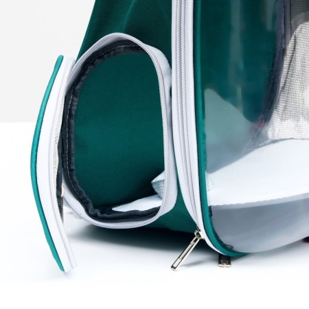Backpack for carrying animals, transparent, 31 x 28 x 42 cm, green-7